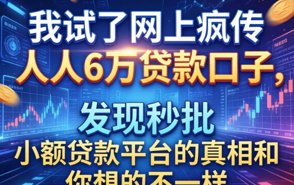 我试了网上疯传的人人6万贷款口子，发现秒批小额贷款平台的真相和你想的不一样