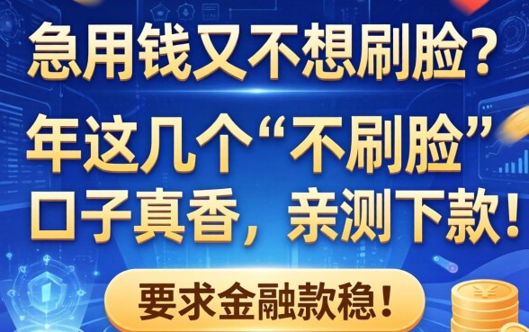 急用钱又不想刷脸？2026年这几个“不刷脸”口子真香，亲测下款稳！