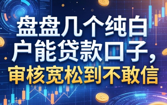 盘点几个纯白户能贷款的口子，审核宽松到不敢信