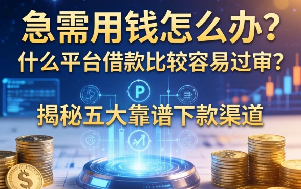 急需用钱怎么办？什么平台借款比较容易过审？揭秘五大靠谱下款渠道