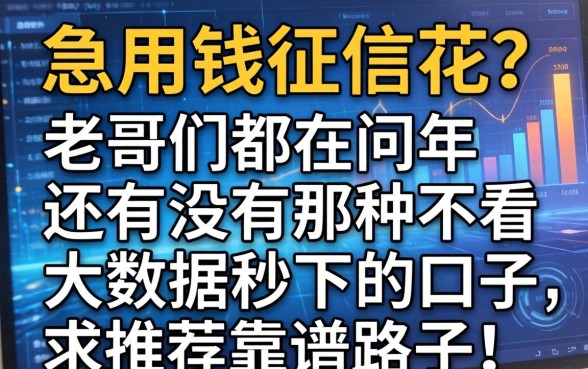 急用钱征信花？老哥们都在问2026年还有没有那种不看大数据秒下的口子，求推荐靠谱路子！