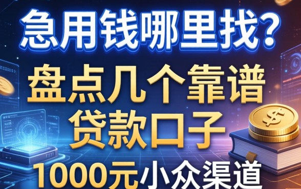 急用钱哪里找？盘点几个靠谱的贷款口子1000元小众渠道