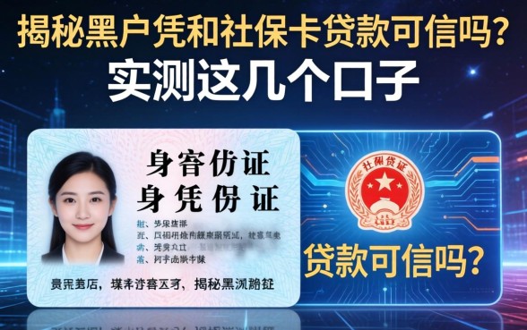 揭秘黑户凭身份证和社保卡贷款可信吗？实测这几个口子