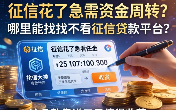 征信花了急需资金周转？哪里能找到不看征信的贷款平台？这几款靠谱口子值得收藏