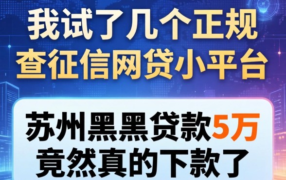 我试了几个正规不查征信的网贷小平台，苏州黑户贷款5万竟然真的下款了
