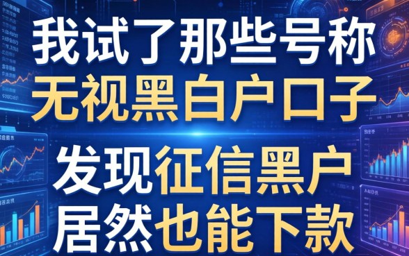 我试了那些号称无视黑白户的口子，发现征信黑户居然也能下款
