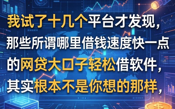 我试了十几个平台才发现，那些所谓哪里借钱速度快一点的网贷大口子轻松借软件，其实根本不是你想的那样