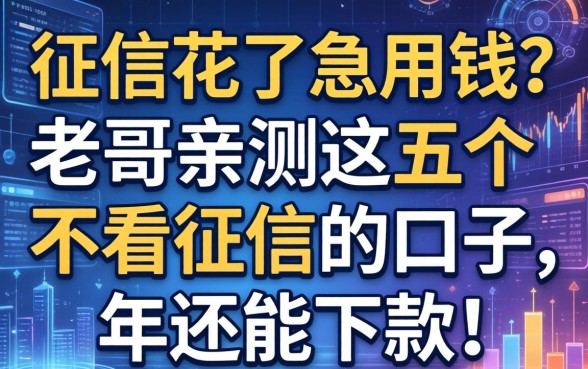 征信花了急用钱？老哥亲测这五个不看征信的口子，2026年还能下款！