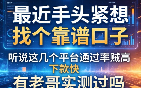 最近手头紧想找个靠谱口子，听说这几个平台通过率贼高下款快，有老哥实测过吗？