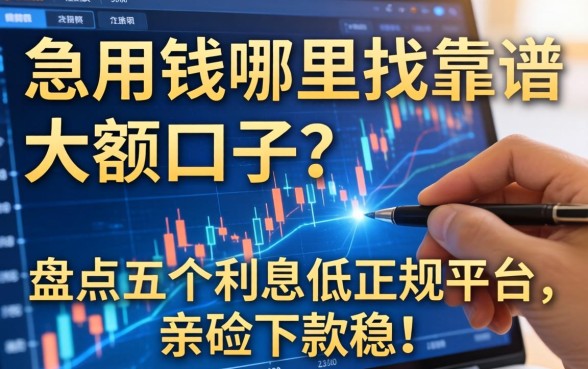 急用钱哪里找靠谱大额口子？盘点五个利息低正规平台，亲测下款稳！