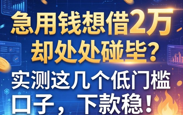 急用钱想借2万却处处碰壁？实测这几个低门槛口子，下款稳！
