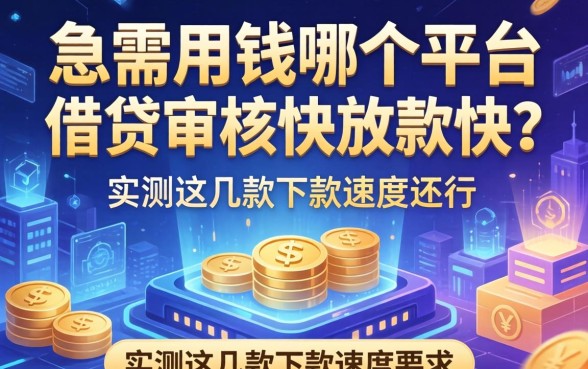 急需用钱哪个平台借钱审核快放款快？实测这几款下款速度还行
