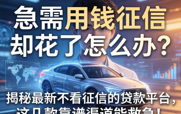 急需用钱征信却花了怎么办？揭秘最新不看征信的贷款平台，这几款靠谱渠道能救急！