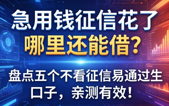 急用钱征信花了哪里还能借？盘点五个不看征信易通过的口子，亲测有效！