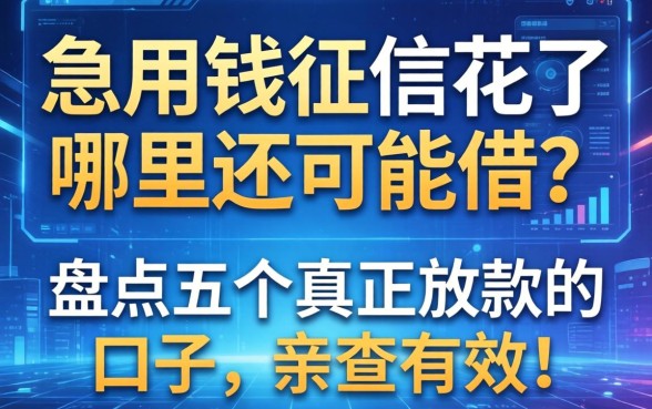 急用钱征信花了哪里还能借？盘点五个真正放款的口子，亲测有效！