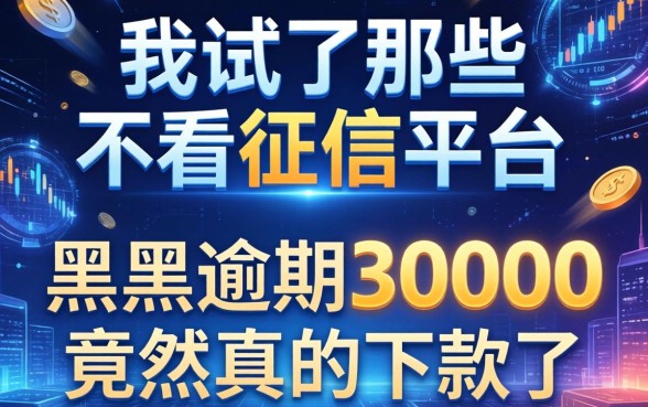 我试了那些不看征信的平台，黑户逾期30000竟然真的下款了