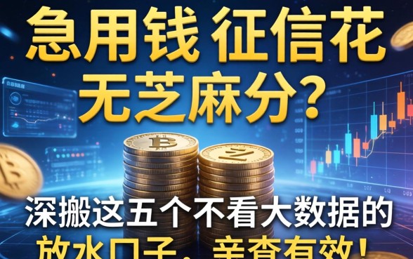 急用钱但征信花、无芝麻分？深扒这五个不看大数据的放水口子，亲测有效！