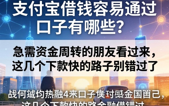 支付宝借钱容易通过的口子有哪些？急需资金周转的朋友看过来，这几个下款快的路子别错过了