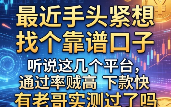 最近手头紧想找个靠谱口子，听说这几个平台通过率贼高下款快，有老哥实测过吗？