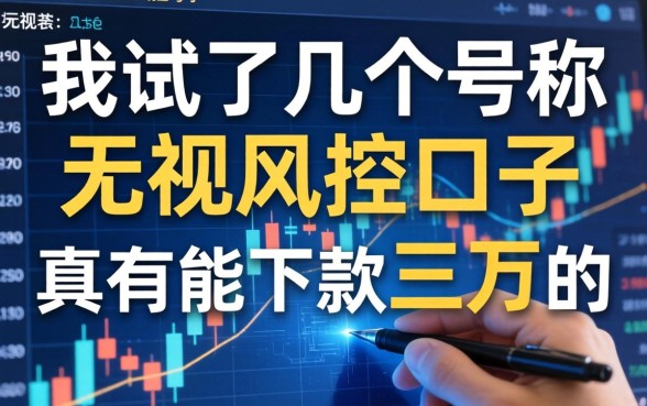 我试了几个号称无视风控的口子，真有能下款三万的
