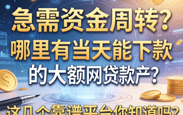急需资金周转？哪里有当天能下款的大额网贷软件？这几个靠谱平台你知道吗？