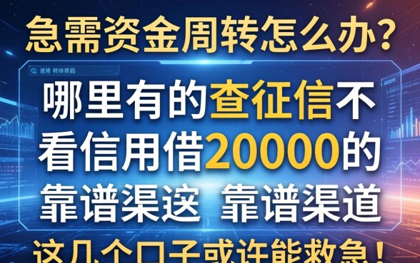 急需资金周转怎么办？哪里有不查征信不看信用借20000的靠谱渠道？这几个口子或许能救急！