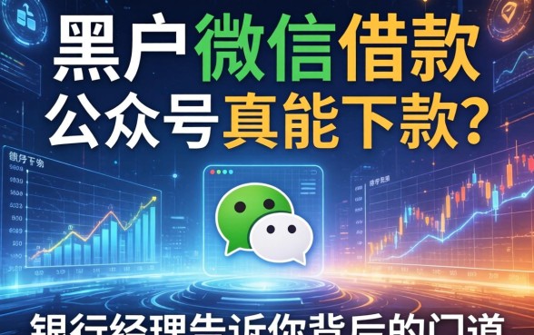 黑户微信借款的公众号真能下款？银行经理告诉你背后的门道