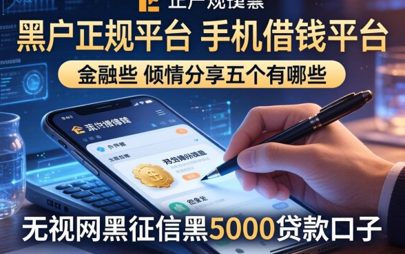 黑户正规平台的手机借钱平台有哪些，倾情分享五个无视网黑征信黑5000贷款口子