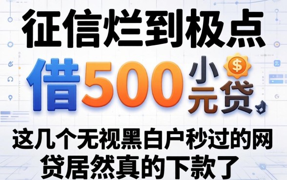 征信烂到极点借500元的小贷，这几个无视黑白户秒过的网贷居然真的下款了