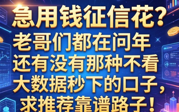 急用钱征信花？老哥们都在问2026年还有没有那种不看大数据秒下的口子，求推荐靠谱路子！