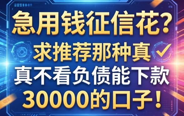 急用钱征信花？求推荐那种真不看负债能下款30000的口子！