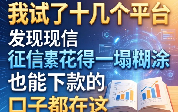 我试了十几个平台，发现征信花得一塌糊涂也能下款的口子都在这