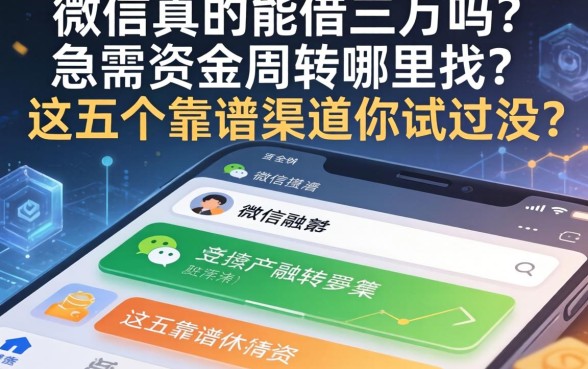 微信真的能借三万吗？急需资金周转哪里找？这五个靠谱渠道你试过没？