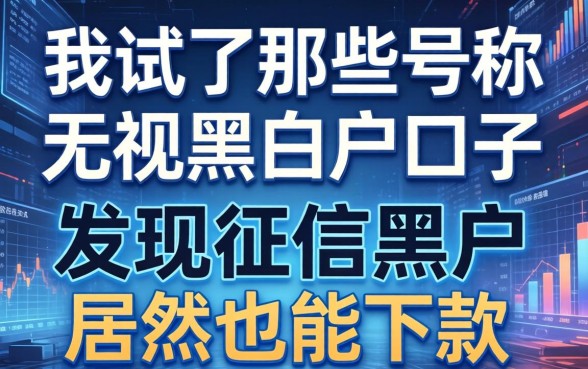 我试了那些号称无视黑白户的口子，发现征信黑户居然也能下款