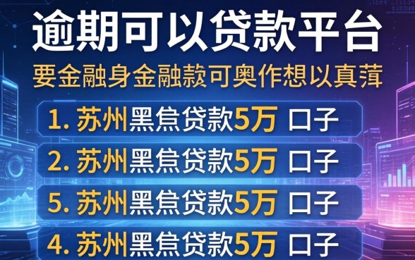 逾期可以贷款的平台，罗列5个苏州黑户贷款5万的口子