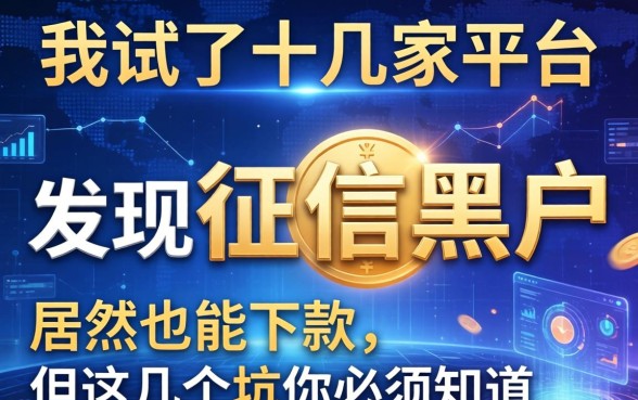 我试了十几家平台，发现征信黑户居然也能下款，但这几个坑你必须知道