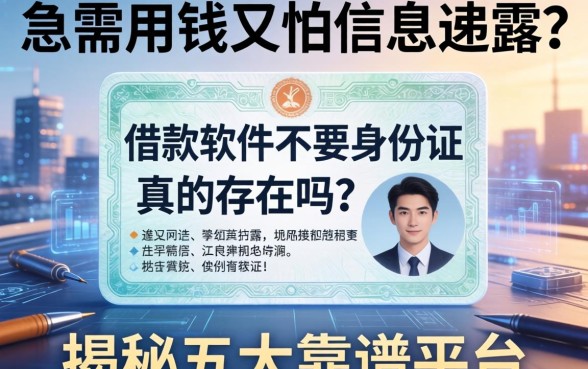 急需用钱又怕信息泄露？借款软件不要身份证真的存在吗？揭秘五大靠谱平台