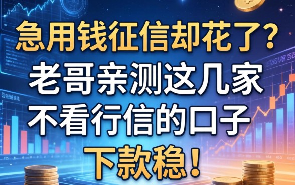 急用钱征信却花了？老哥亲测这几家不看征信的口子，下款稳！