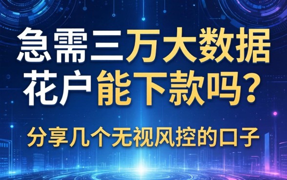 急需三万大数据花户能下款吗？分享几个无视风控的口子