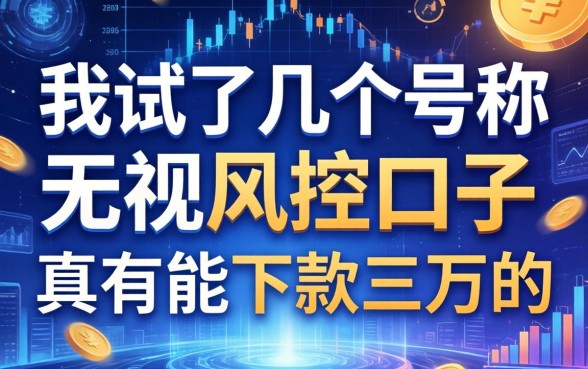 我试了几个号称无视风控的口子，真有能下款三万的