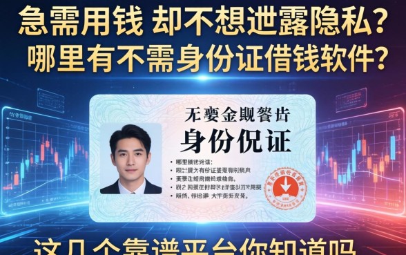 急需用钱却不想泄露隐私？哪里有不需要身份证借钱软件？这几个靠谱平台你知道吗？