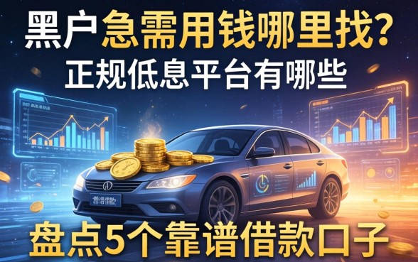 黑户急需用钱哪里找？正规低息平台有哪些？盘点5个靠谱借款口子