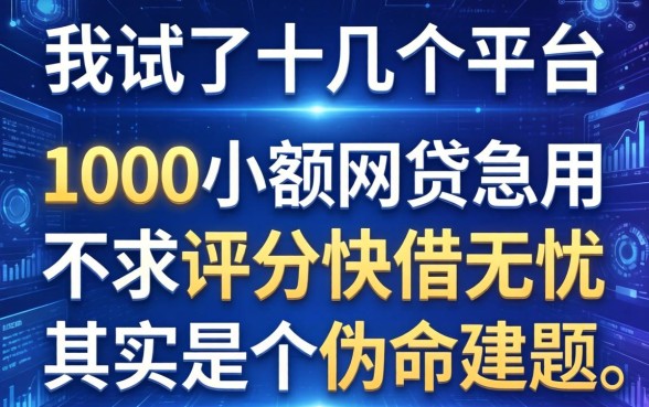 我试了十几个平台，发现1000小额网贷急用不求评分快借无忧其实是个伪命题