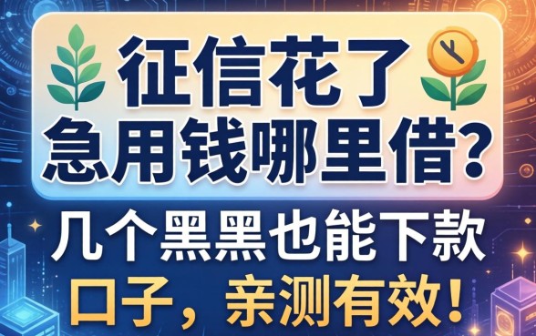 征信花了急用钱哪里借？分享几个黑户也能下款的口子，亲测有效！