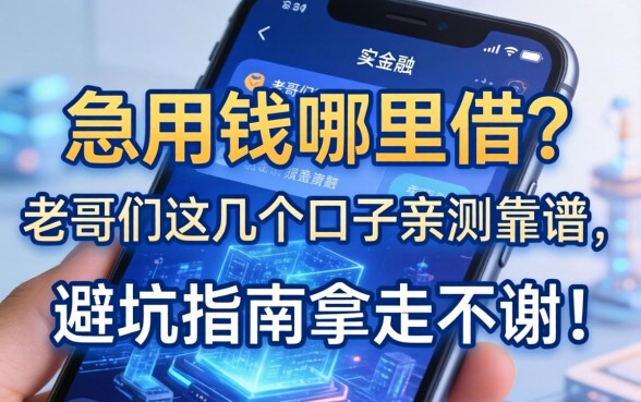 手机上急用钱哪里借？老哥们这几个口子亲测靠谱，避坑指南拿走不谢！