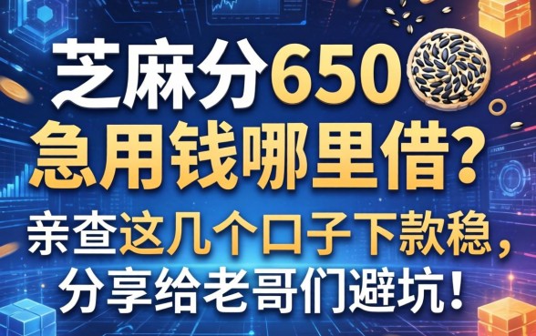 芝麻分650急用钱哪里借？亲测这几个口子下款稳，分享给老哥们避坑！