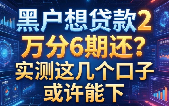 黑户想贷款2万分6期还？实测这几个口子或许能下
