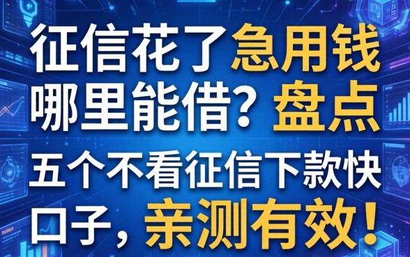 征信花了急用钱哪里能借？盘点五个不看征信下款快的口子，亲测有效！
