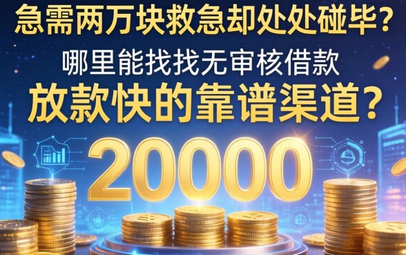 急需两万块救急却处处碰壁？哪里能找到无审核借款20000放款快的靠谱渠道？