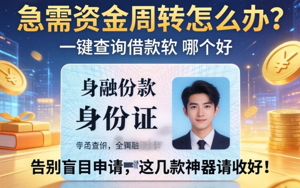 急需资金周转怎么办？身份证一键查询借款软件哪个好？告别盲目申请，这几款神器请收好！